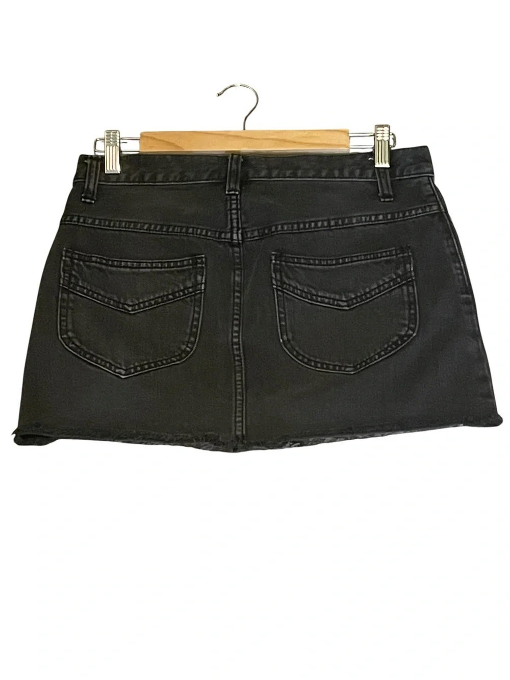 Free People Frayed Hem Black Denim Mini Skirt - Size 2